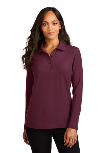 L500LS Women's Port Authority® Silk Touch™ Long Sleeve Polo with DPW Logo