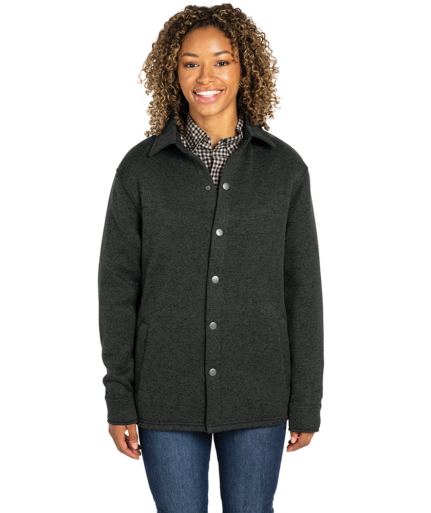 1497 Unisex Heathered Fleece Snap Shacket with DPW Logo