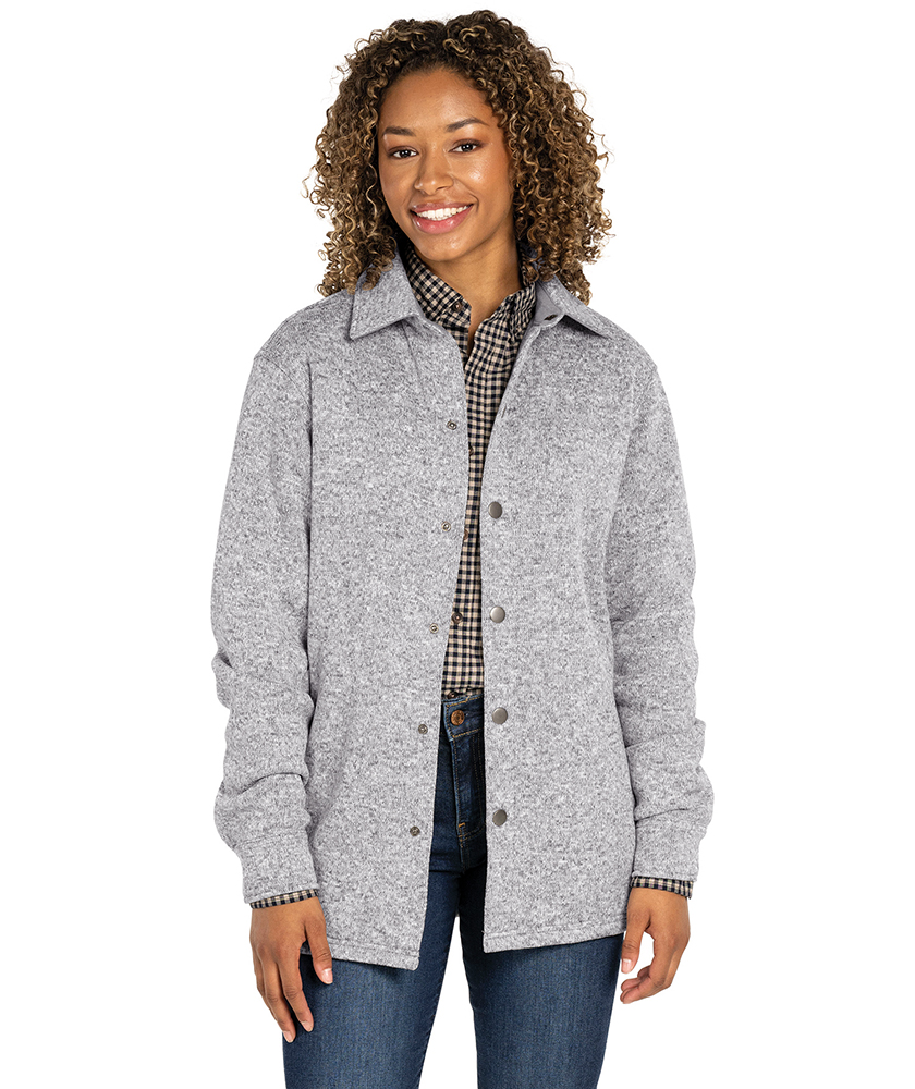 1497 Unisex Heathered Fleece Snap Shacket with DPW Logo