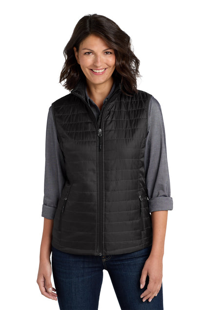 L851 Port Authority® Women's Packable Puffy Vest with DPW Logo