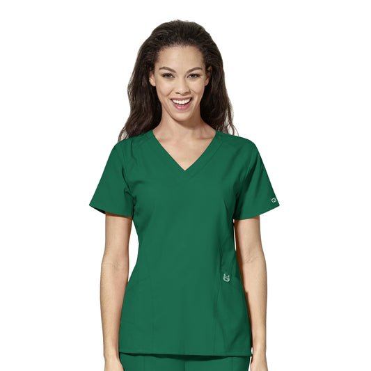 Women's Hunter Green Scrub Top w/ NEEMSI Paramedic Logo