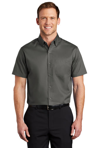 S664 Men's Short sleeve Twill Dress Shirt With DPW Logo