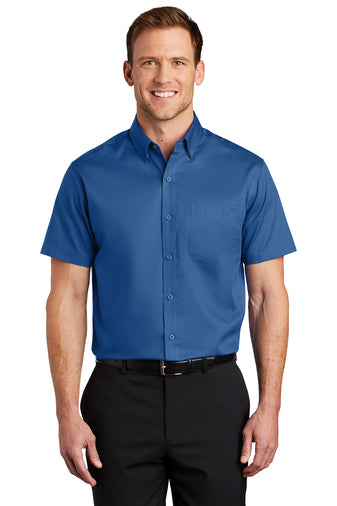 S664 Men's Short sleeve Twill Dress Shirt With DPW Logo