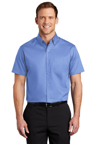 S664 Men's Short sleeve Twill Dress Shirt With DPW Logo