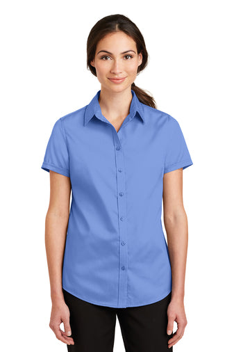 Women's Shortsleeve Twill Dress Shirt With DPW Logo