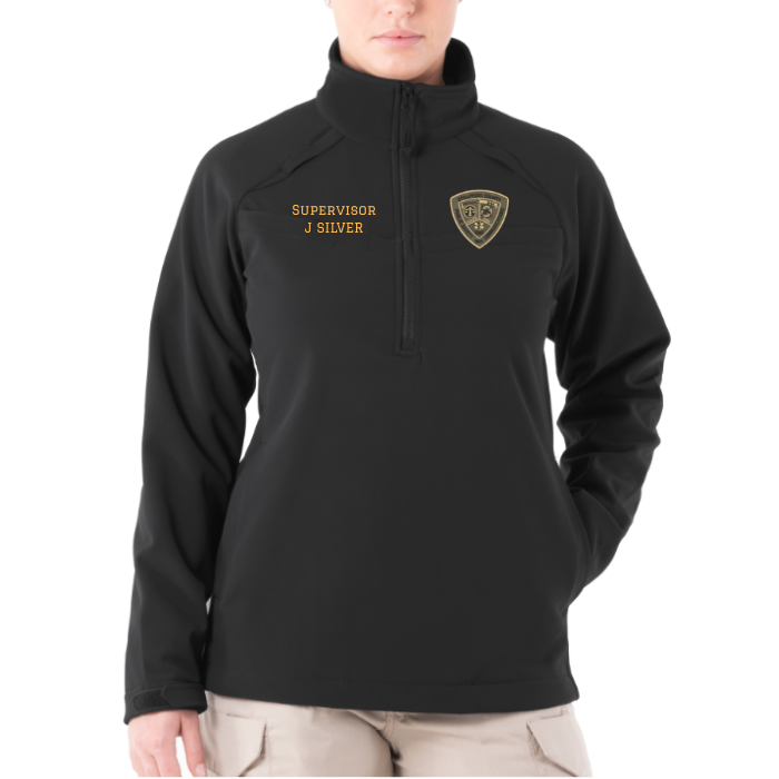 First Tactical Women's Tactix Black Softshell Pullover - SCSO Comm