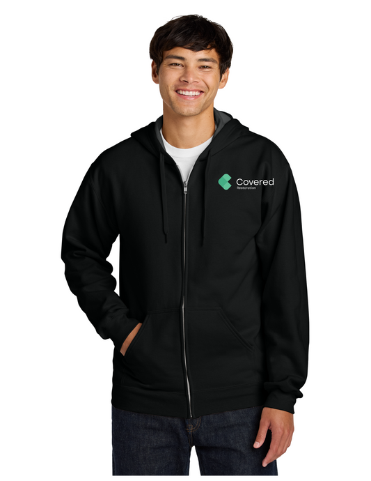 Softstyle® Full-Zip Hooded Sweatshirt - Covered Restoration Logo
