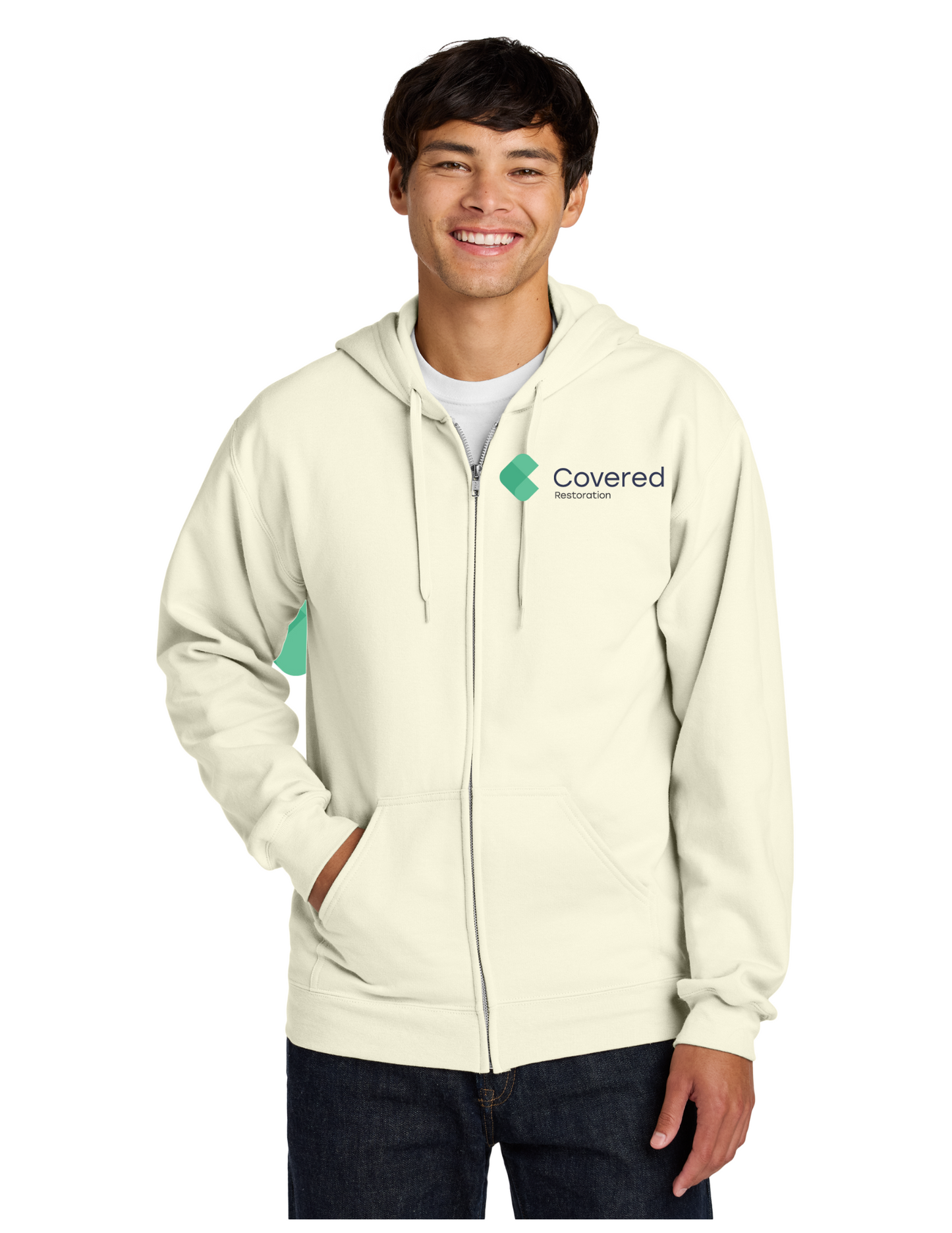 Softstyle® Full-Zip Hooded Sweatshirt - Covered Restoration Logo
