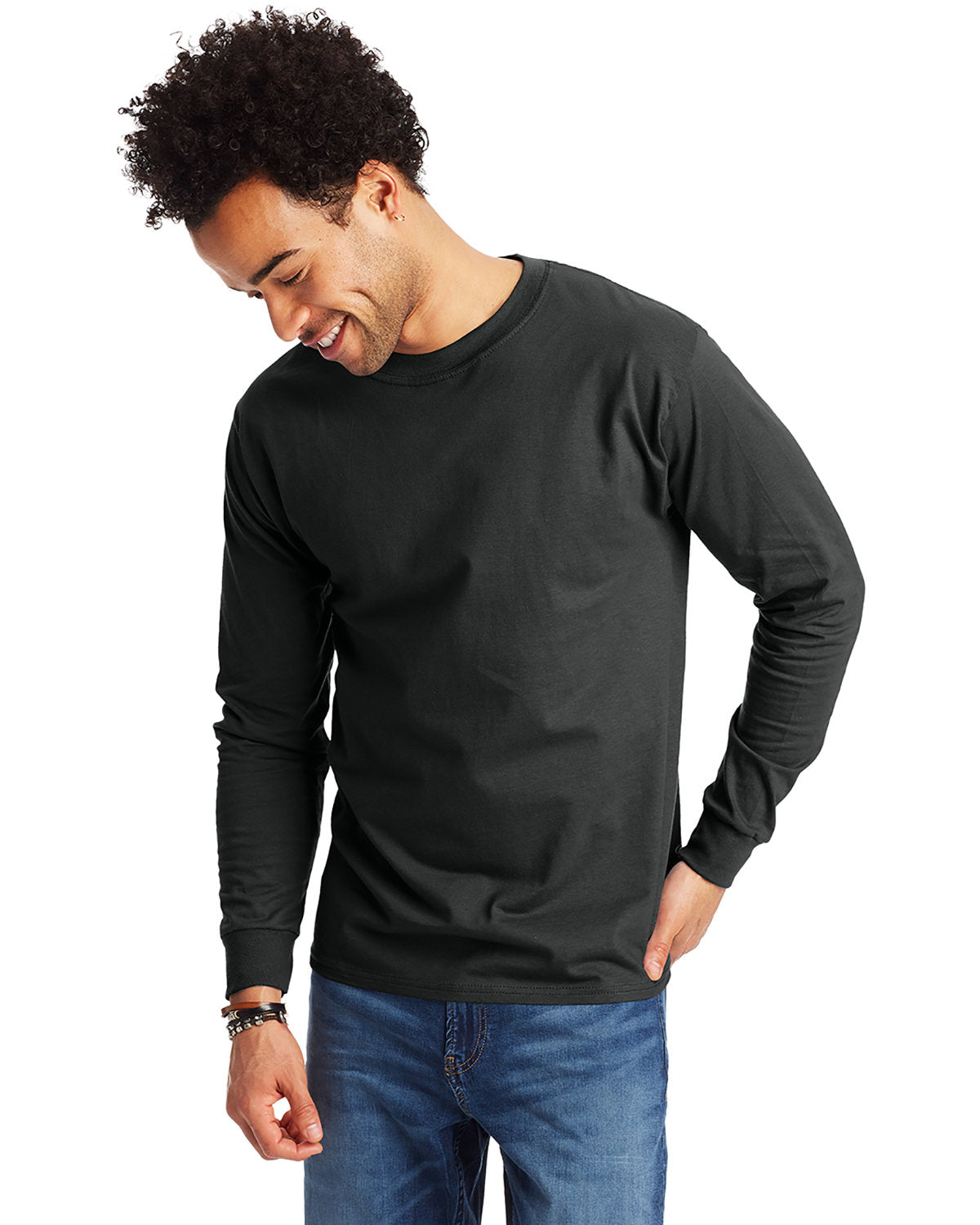 Hanes® Beefy-T® - 100% Cotton Long Sleeve T-Shirt w/ T1 logo