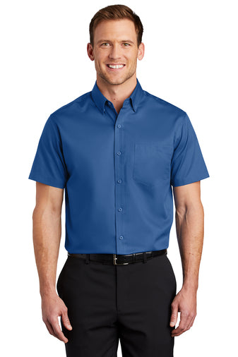 Men's Shortsleeve Twill Dress Shirt With DPW Logo