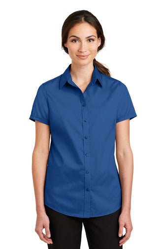 Women's Shortsleeve Twill Dress Shirt With DPW Logo