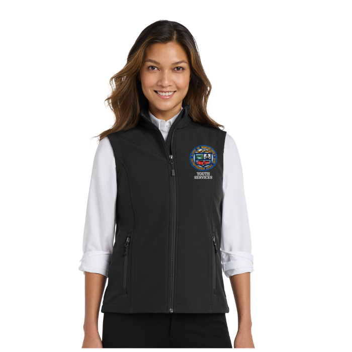 Port Authority® Women's Core Soft Shell Vest L325 w/ Manchester Youth Services logo
