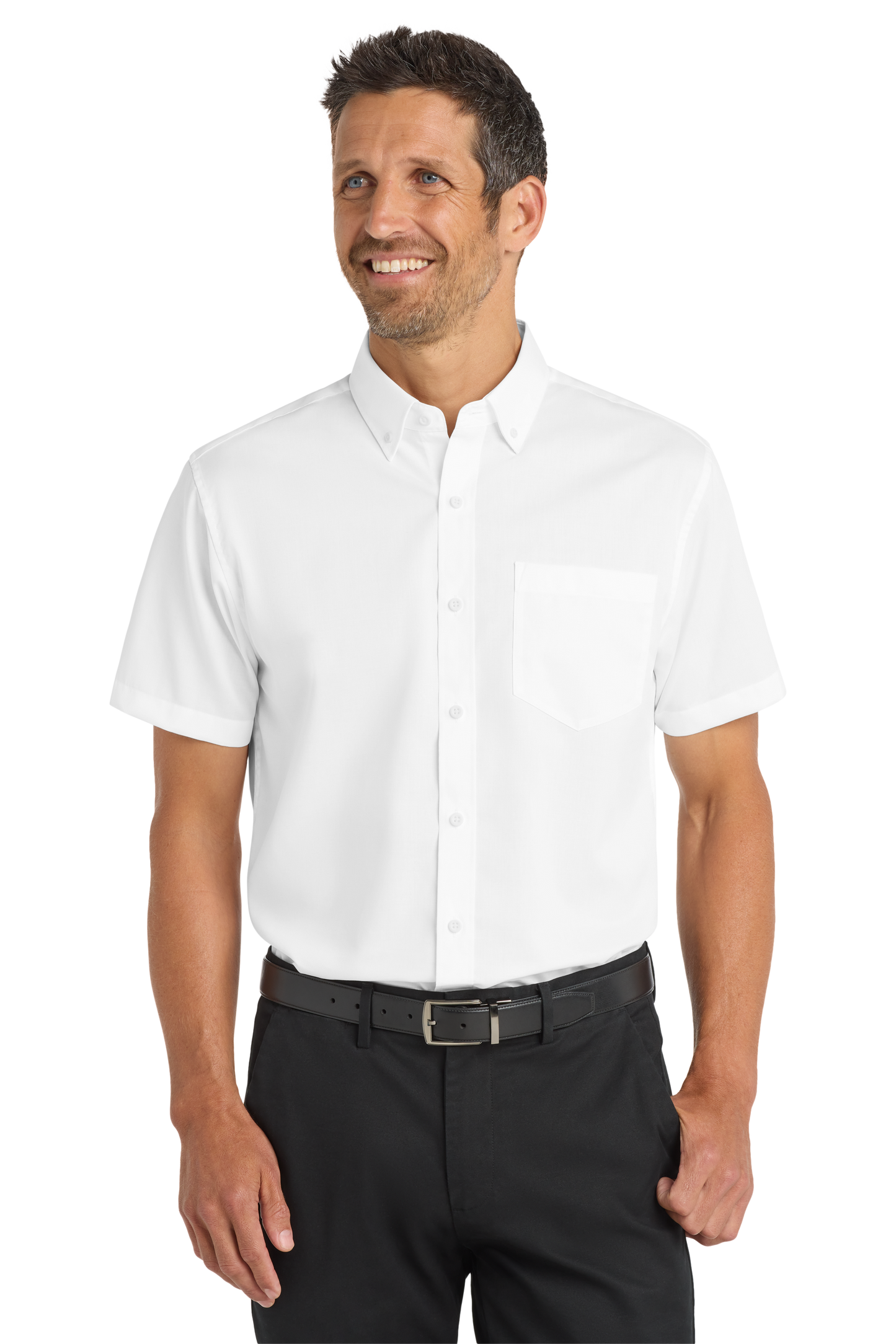 S664 Men's Short sleeve Twill Dress Shirt With DPW Logo