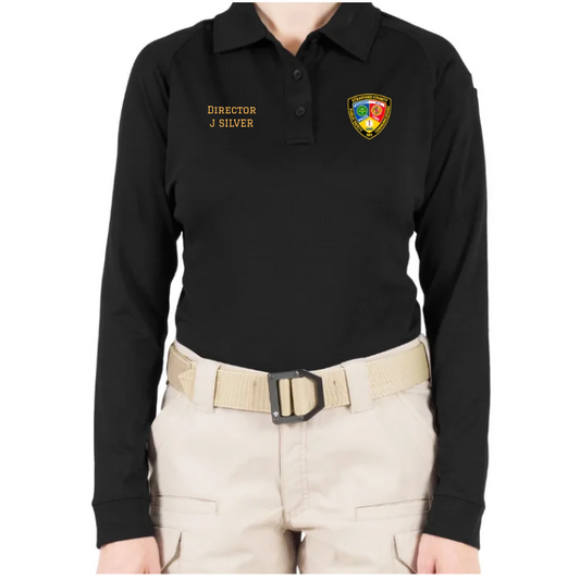 FT Women's Performance LS Black Polo - SCSO Comm