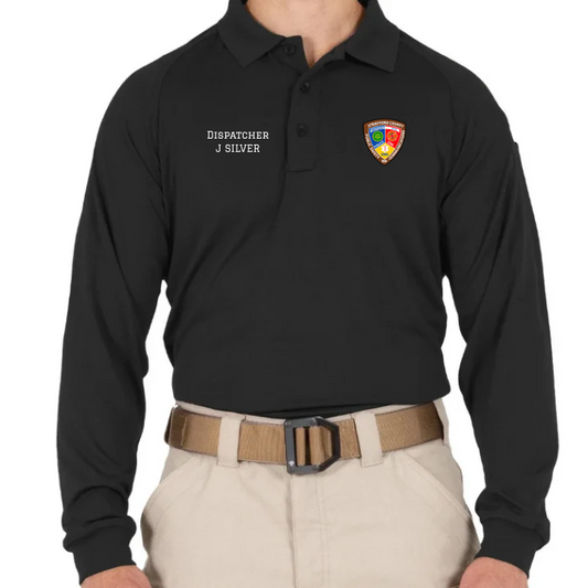 FT Men's Performance LS Black Polo - SCSO Comm