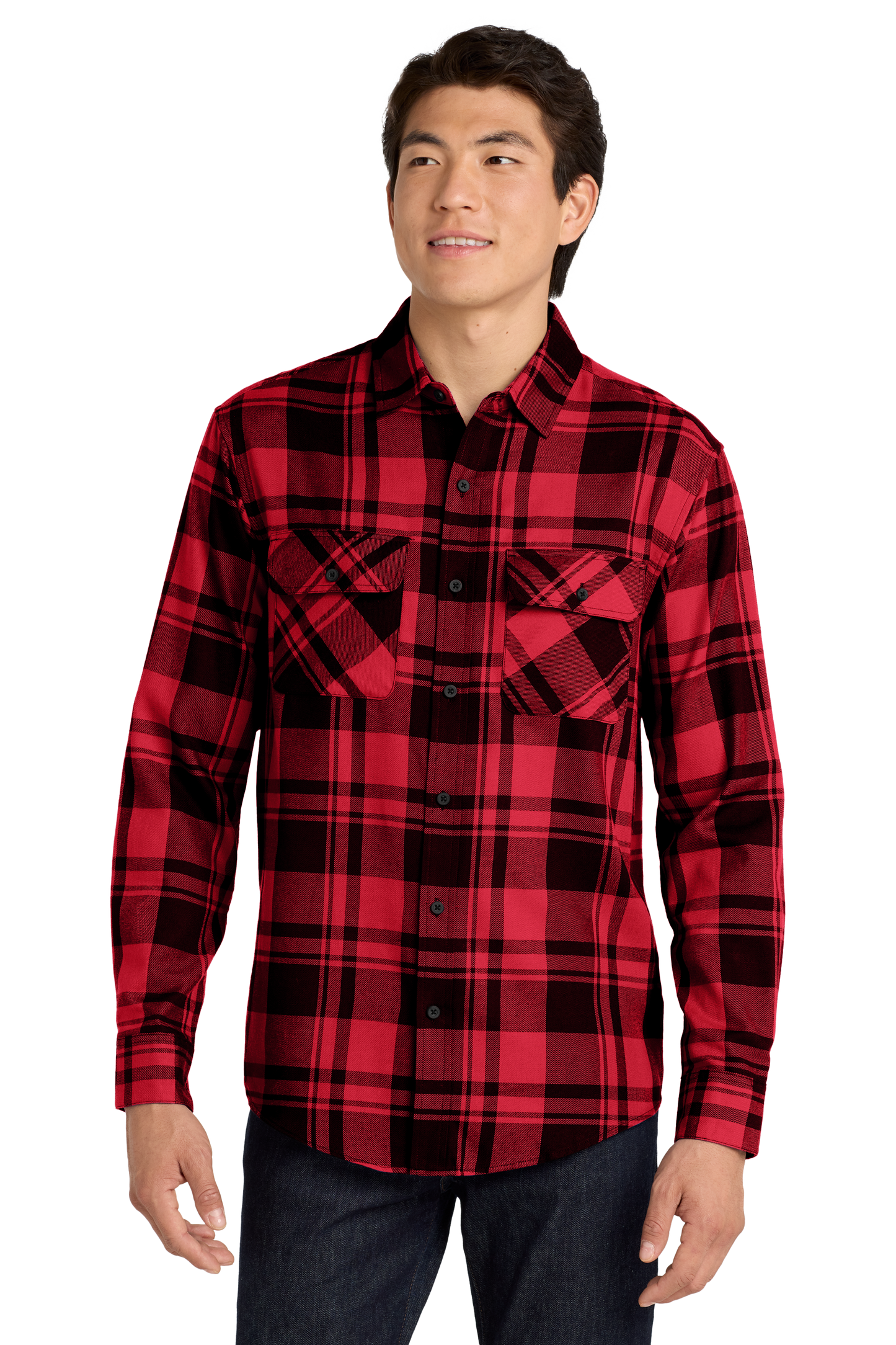W668 Port Authority® Plaid Flannel Shirt w/ DPW logo