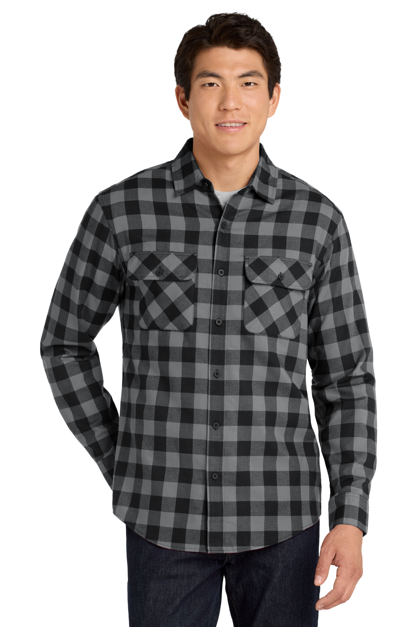 W668 Port Authority® Plaid Flannel Shirt w/ DPW logo