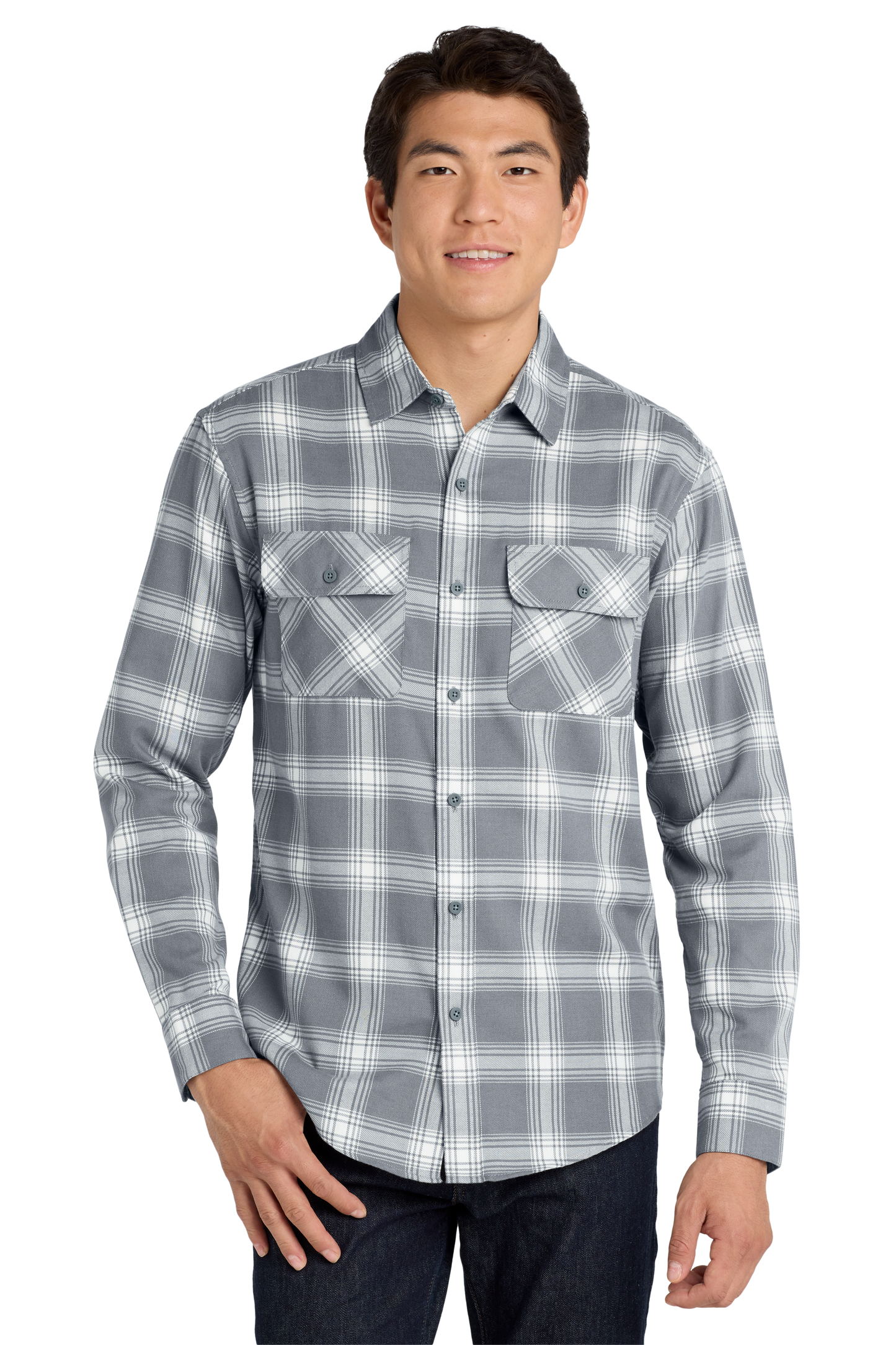 W668 Port Authority® Plaid Flannel Shirt w/ DPW logo