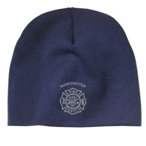 Knit Beanie with Manchester Fire Embroidery